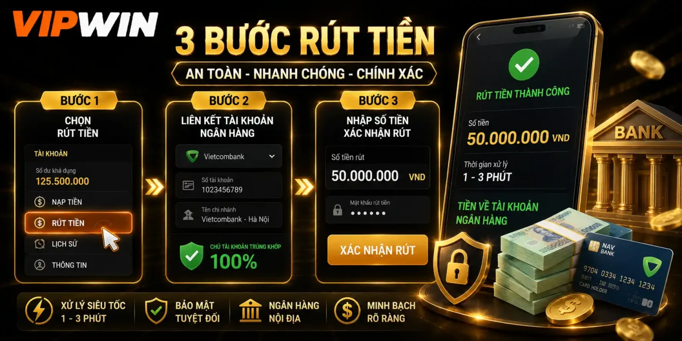 Trang chủ 22 03 bước để rút tiền VIPWIN về tài khoản ngân hàng